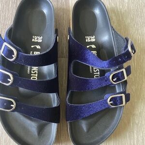 Birkenstock Florida Blue Velvet Slip-On Buckle Sandal Summer